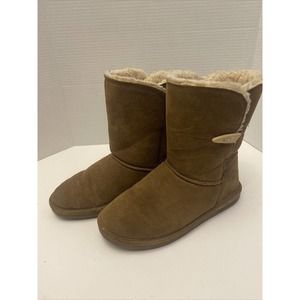 Bear Paw Boots Sz 9 Victorian Champagne Suede Upper Sheepskin Wool Lining